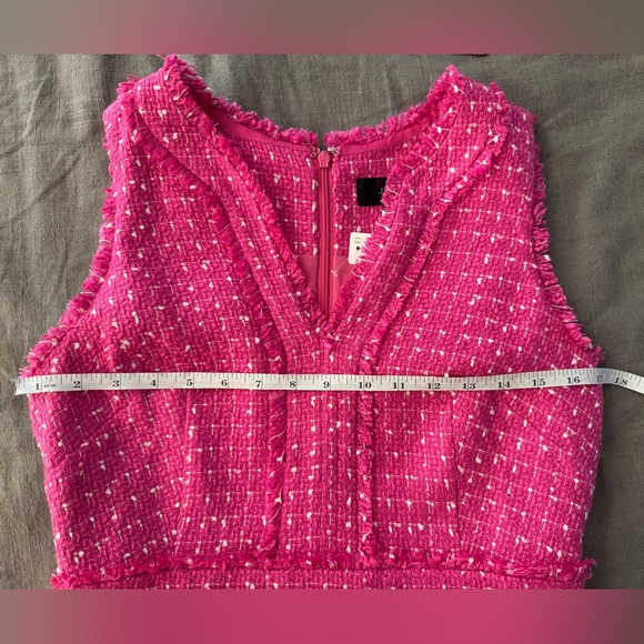 NWT J. Crew Women’s V Neck Pink Tweed Midi Dress with Fringe Detail Size 4 - Picture 9 of 9